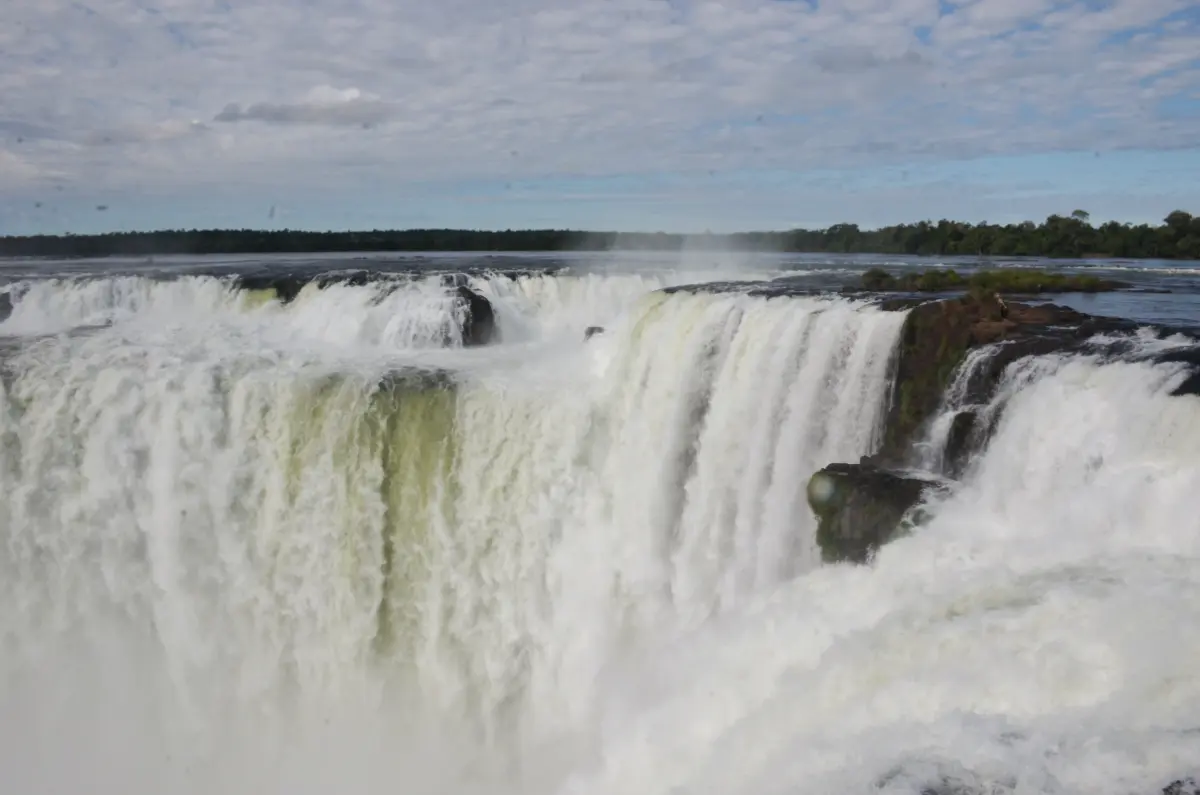 close up of the main waterfall of iguazu seen from the argentinian side