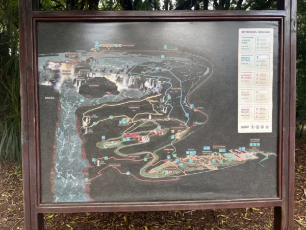 infoboard Map of iguazu national park hiking trails in argentina