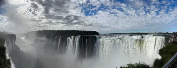 Panorama of iguazu falls from the devil's mouth