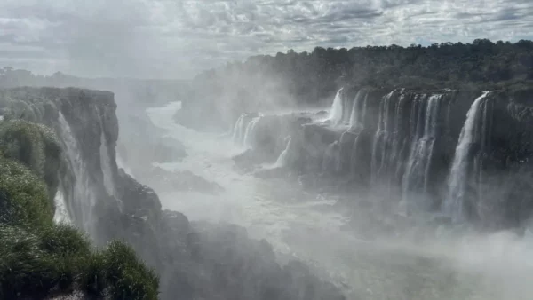 A dramatic view of iguazu falls canyon from from Argentina