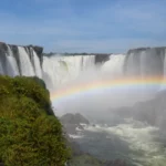 raibow in front of iguazu falls seen from the brazilian side