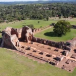 Aerial view of the Jesuit Ruins La Santísima Trinidad de Paraná in paraguay