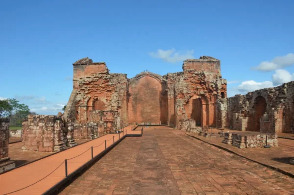 the main church of trinidad de parana jesuit mission ruins in paraguay