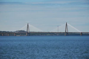 San Roque González de Santa Cruz International Bridge over parana river from Posadas, argentina to Encarnación, paraguay