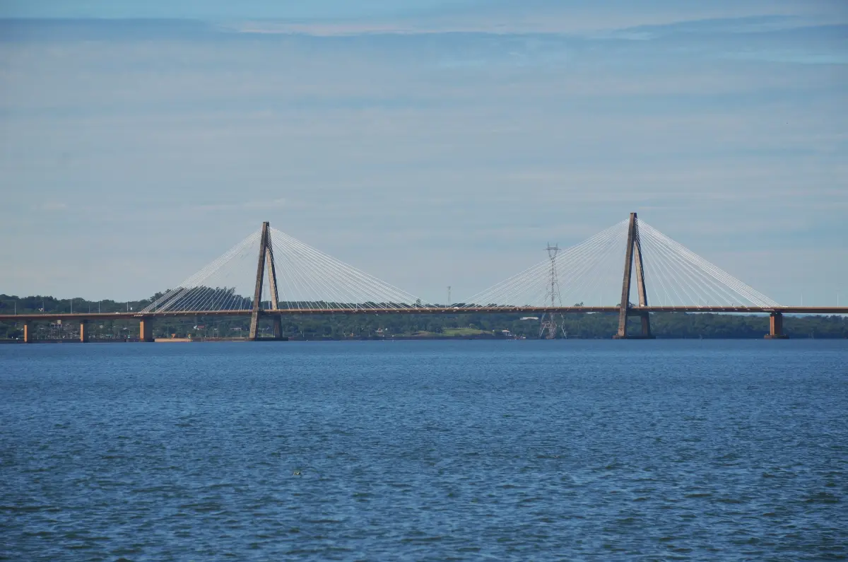 San Roque González de Santa Cruz International Bridge over parana river from Posadas, argentina to Encarnación, paraguay