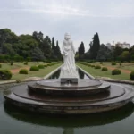 statue over fountain in park in rosario, santa fe, argentina