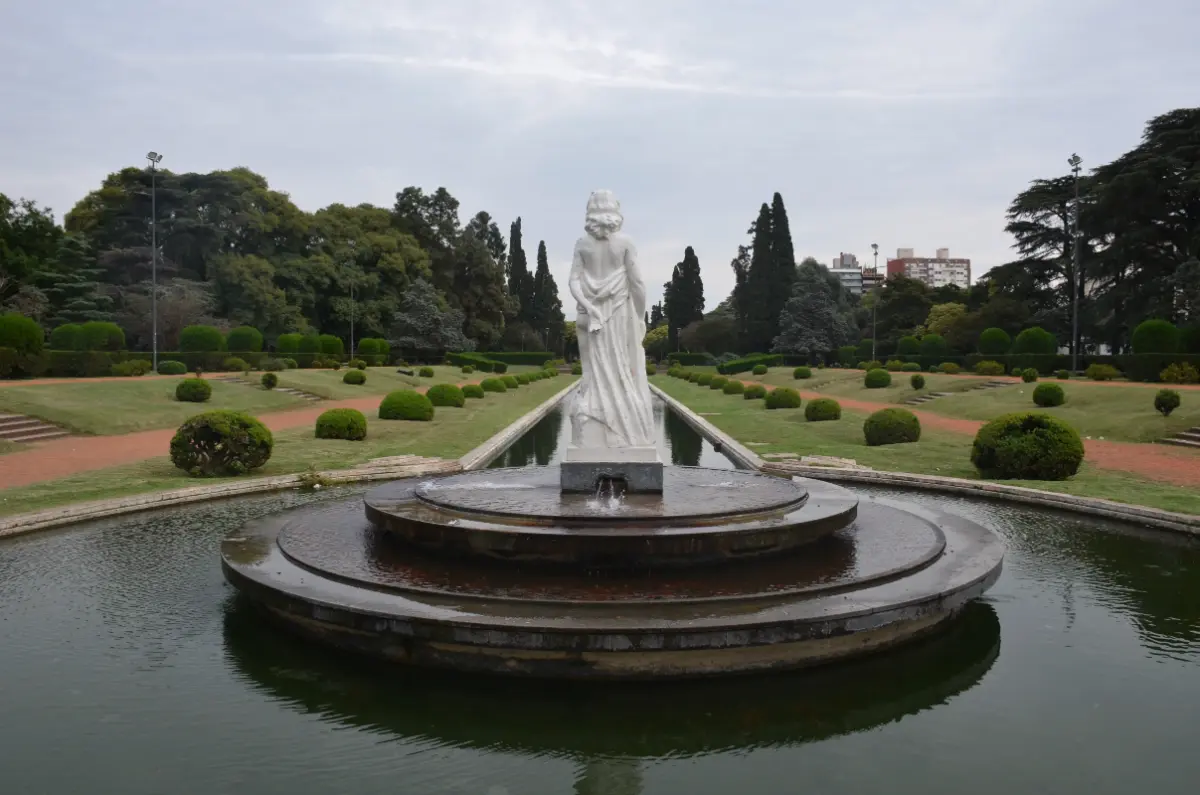 statue over fountain in park in rosario, santa fe, argentina