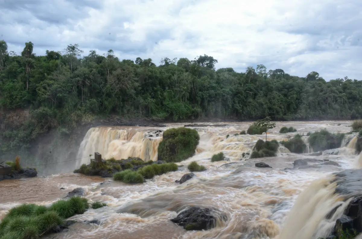Above the waterfall of monday in ciudad de este, paraguay