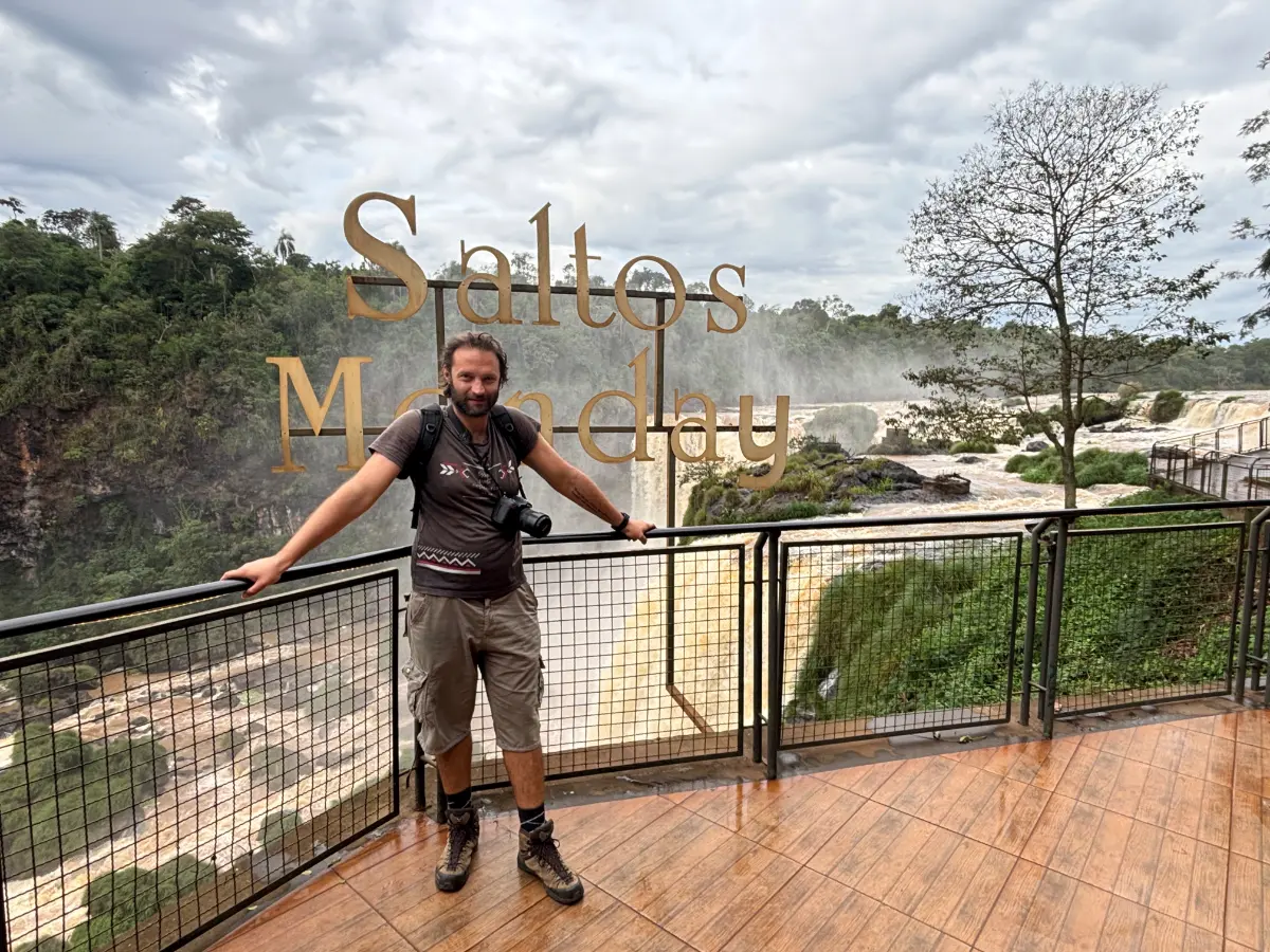 guy at monday waterfall in paraguay
