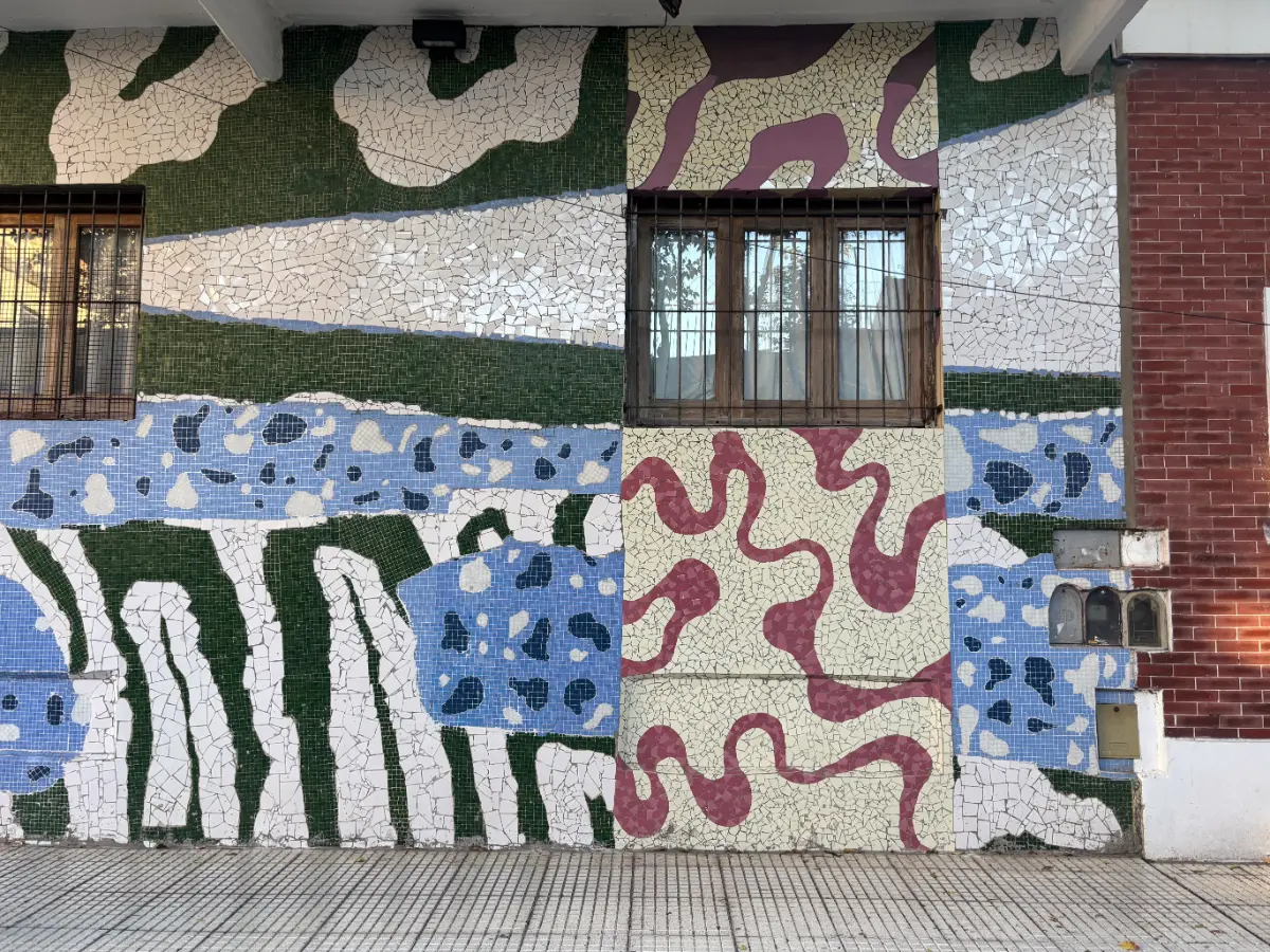 Tessellated walls in Calle Lanín in barracas district of buenos aires