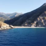 drone image of kallianos beach on evia island