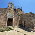 medieval church of taxiarches in the village of kalyvia near karystos town on evia island