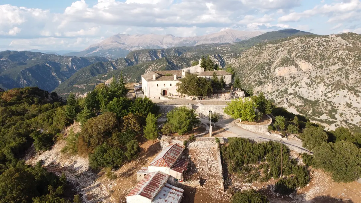 Tsouka Monastery above the Arachthos gorge near Elliniko in Tzoumerka, Epirus, Greece