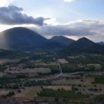 wide view of the valley of the muses in greece at sunset