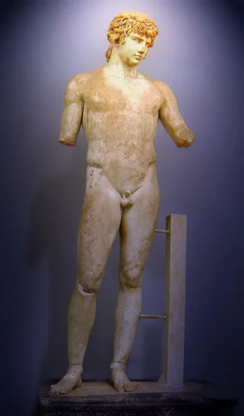 Antinous roman statue in delphi museum