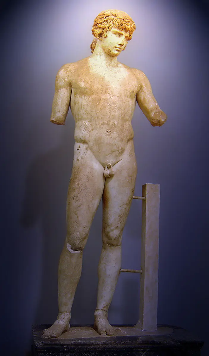 Antinous roman statue in delphi museum