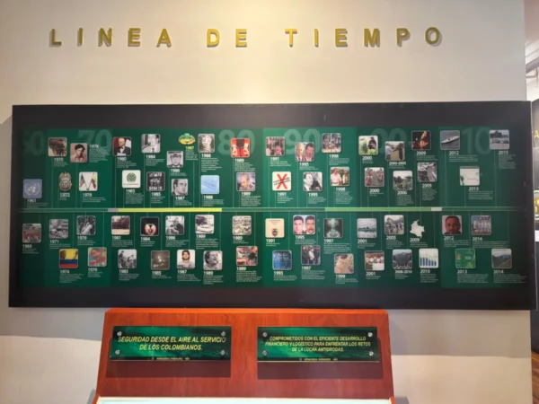 Timeline of the war against Pablo Escobar and the Medellín Cartel displayed at the Police Museum of Bogotá