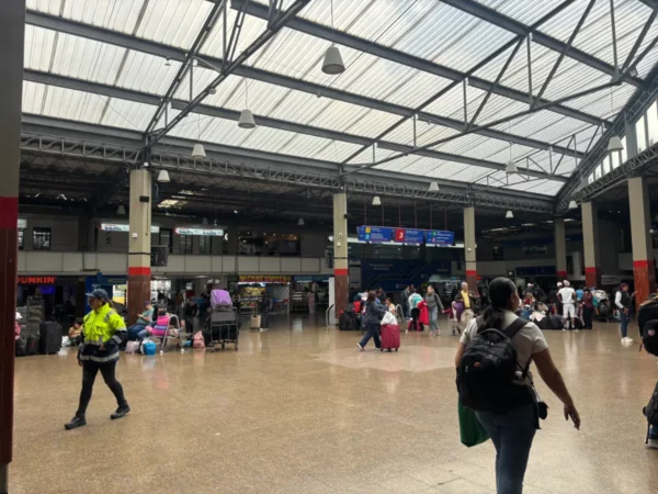 Bustling interior of Bogotá's Salitre Bus Terminal