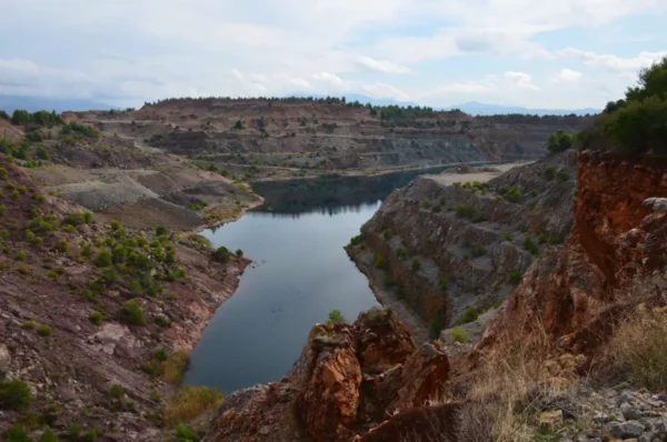 Abandoned mine lake near Agia Triada in central Evia, Greece