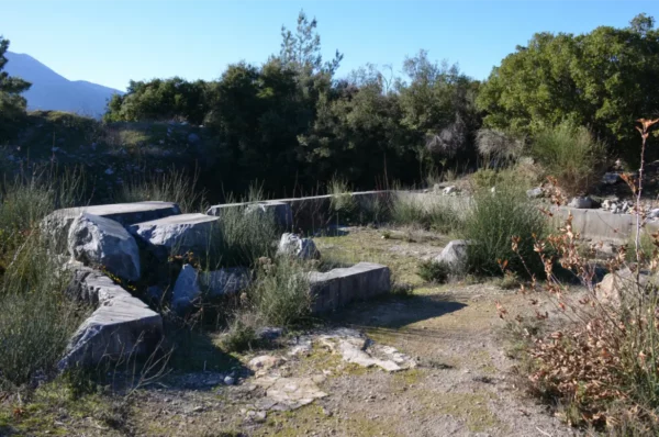 remnants of the ancient temple of zeus basileus near livadeia