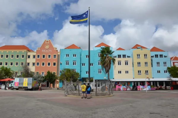 Willemstad's colorful Handelskade waterfront in Curaçao