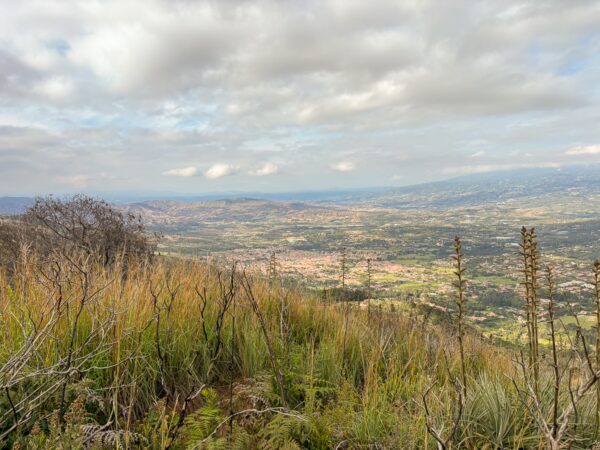 Panoramic view of Villa de Leyva and the surrounding valley from the Camino de Herradura trail in Iguaque National Park, Boyacá, Colombia