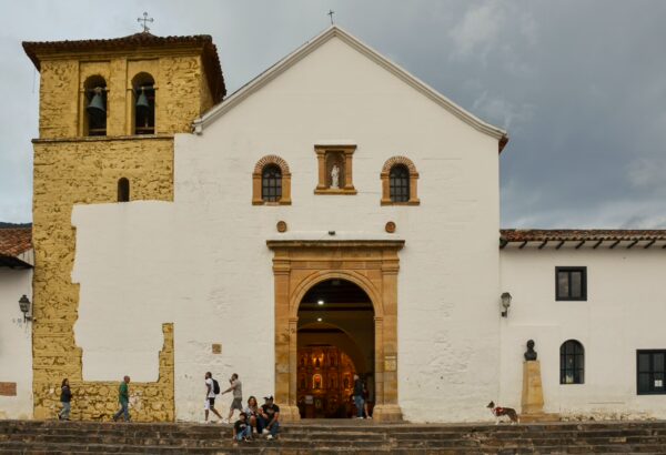 Façade of the Church of Our Lady of the Rosary in Villa de Leyva, Boyacá, Colombia