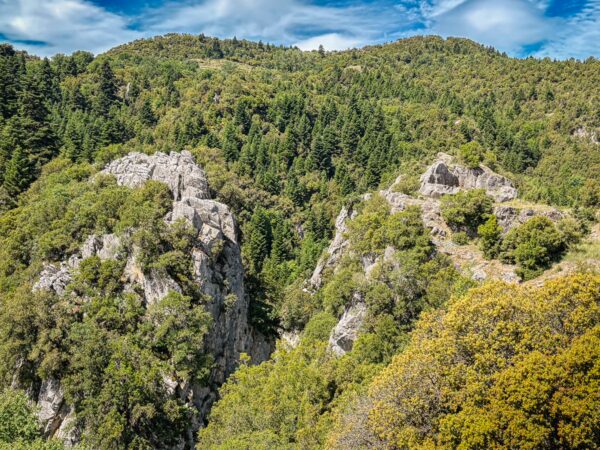 Lush greenery and rocky landscapes showcase the natural beauty of Vytina, near Nymfasia in Arcadia, Greece.
